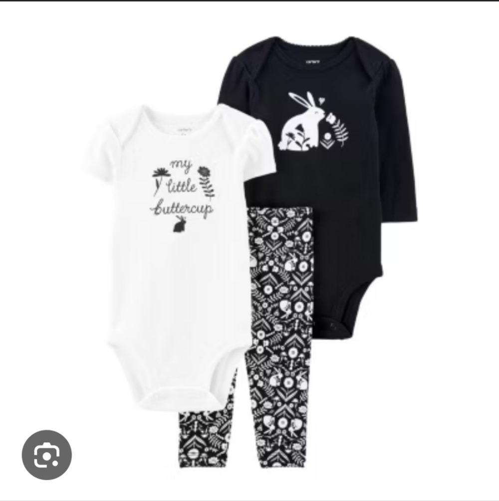 Carter's Three Piece Matching Set Baby Girl Bunny Size 24 Months New